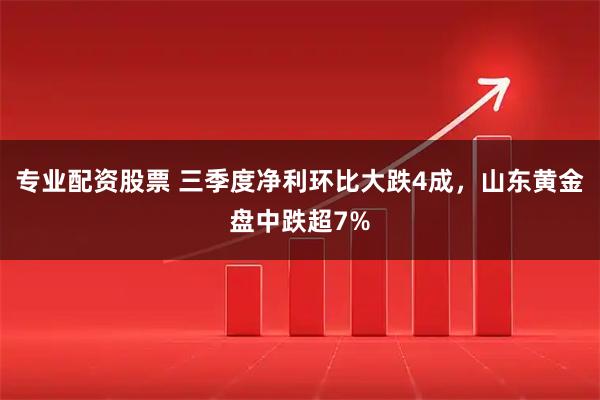 专业配资股票 三季度净利环比大跌4成，山东黄金盘中跌超7%